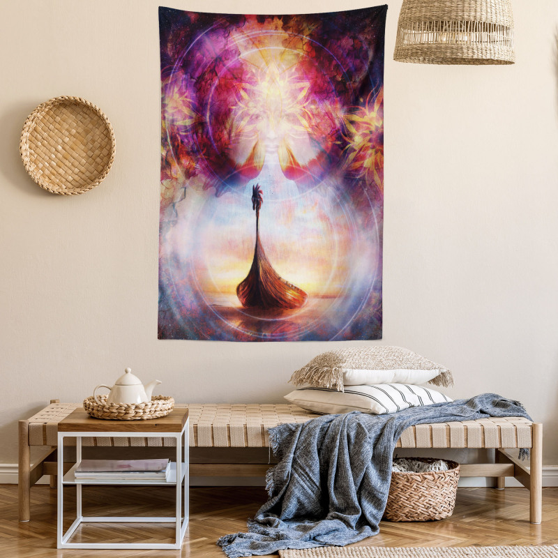 Dragon Head Boat Violet Tapestry