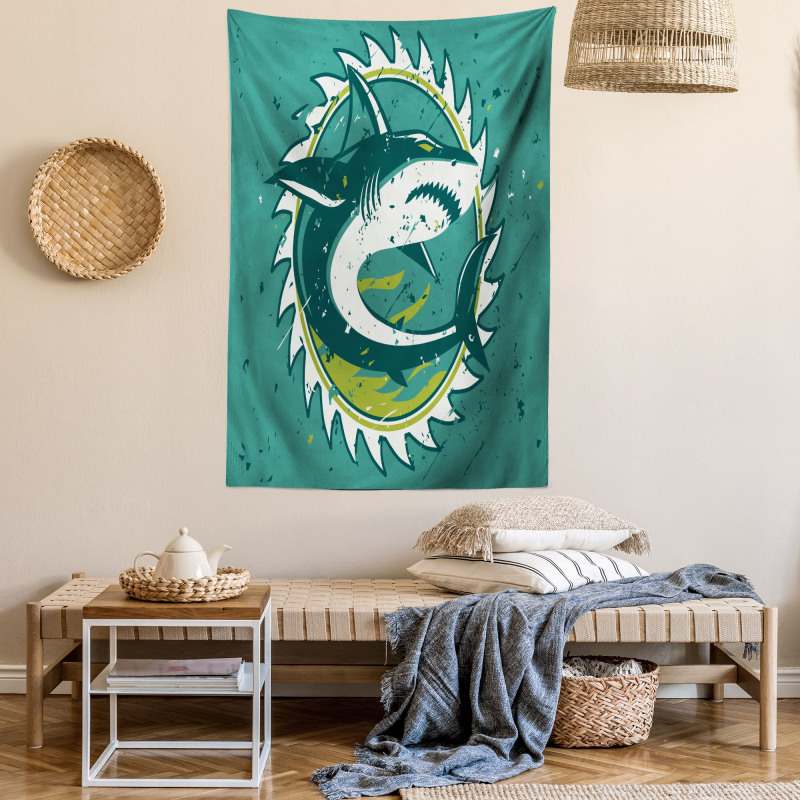 Shark Hunter Marine Art Tapestry