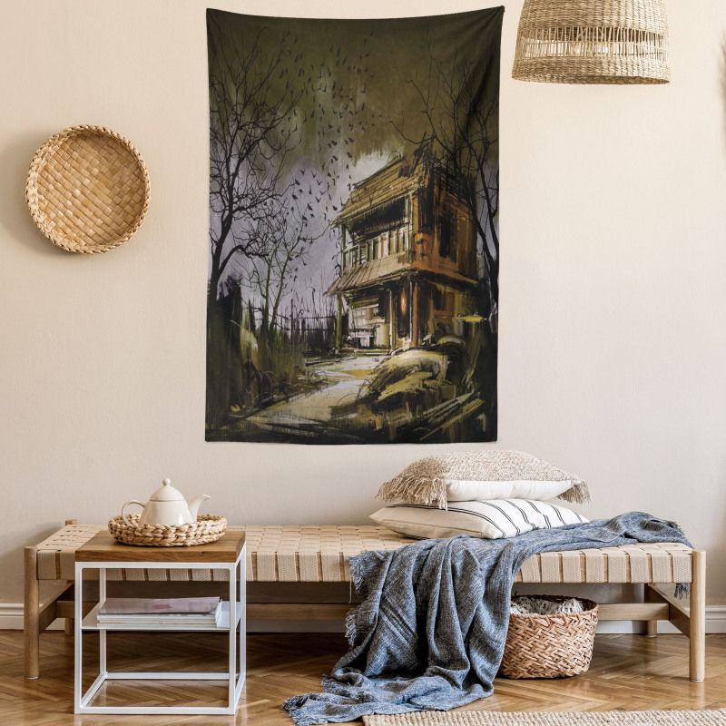 Wooden Haunted House Tapestry