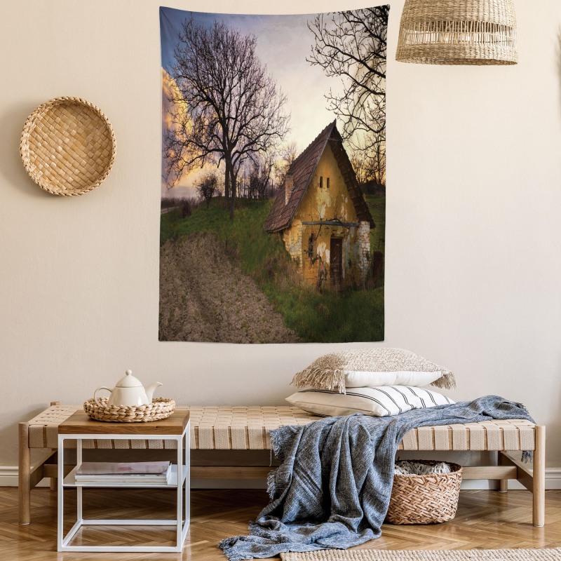 Battered Stone House Tapestry