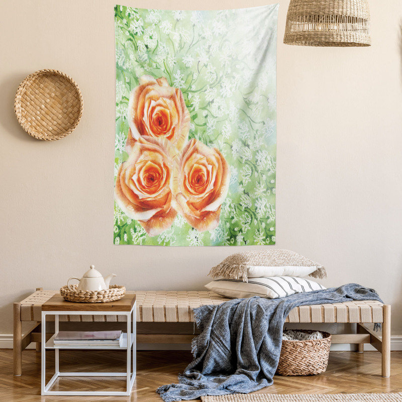 Watercolor Roses Tapestry