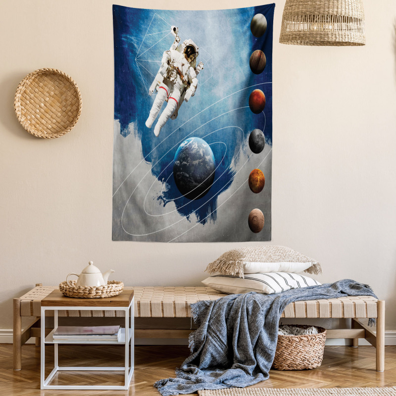 Astronaut Planets Space Tapestry