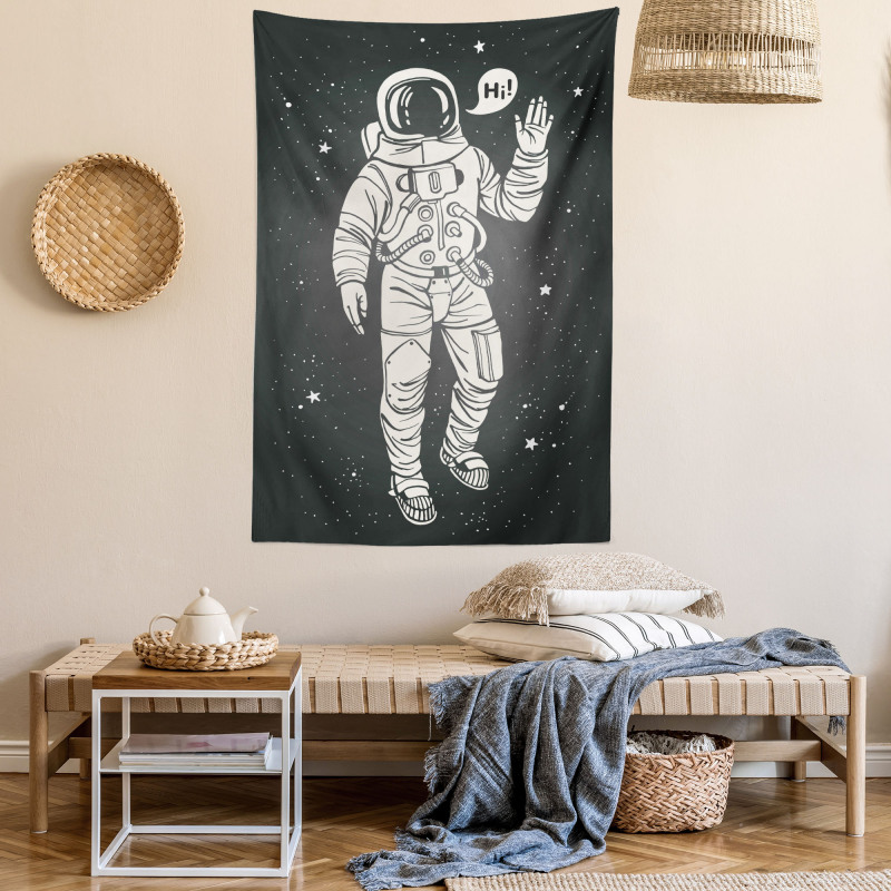 Cartoon Astronaut Space Tapestry