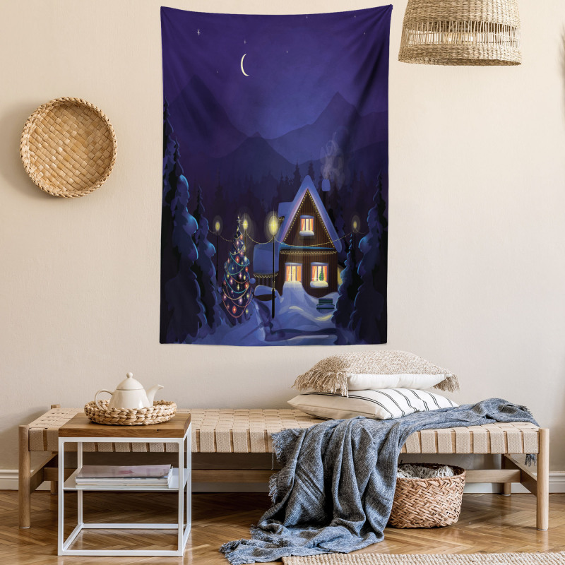 Winter Home and Tree Tapestry