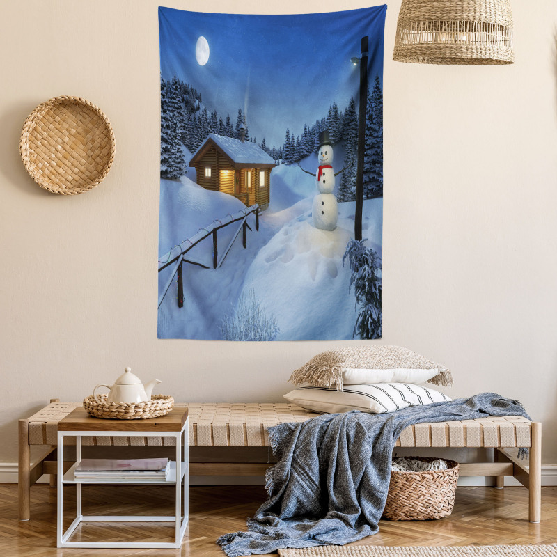 Rustic Wood Cottage Tapestry