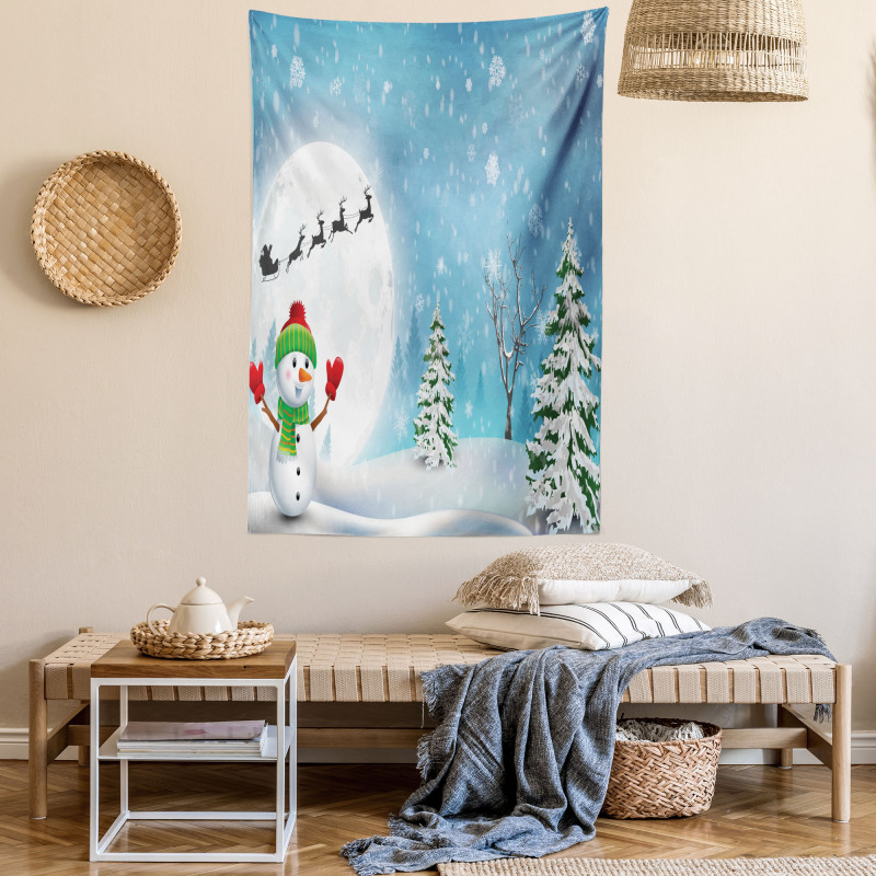 Jolly Snowman Santa Tapestry