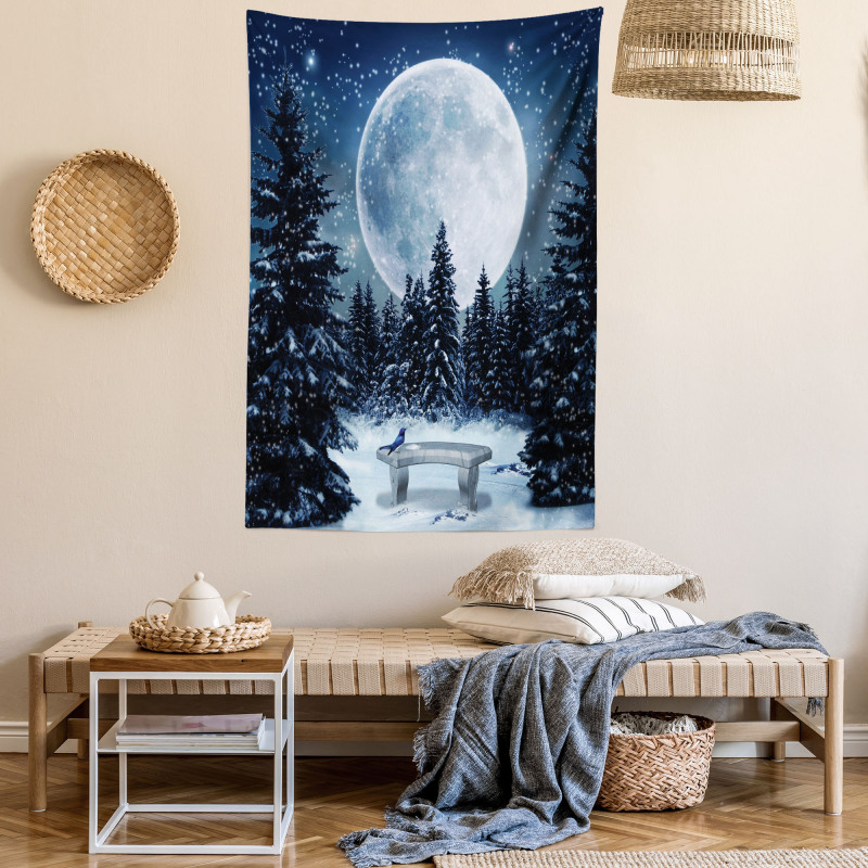 Moonlight Forest Bird Tapestry