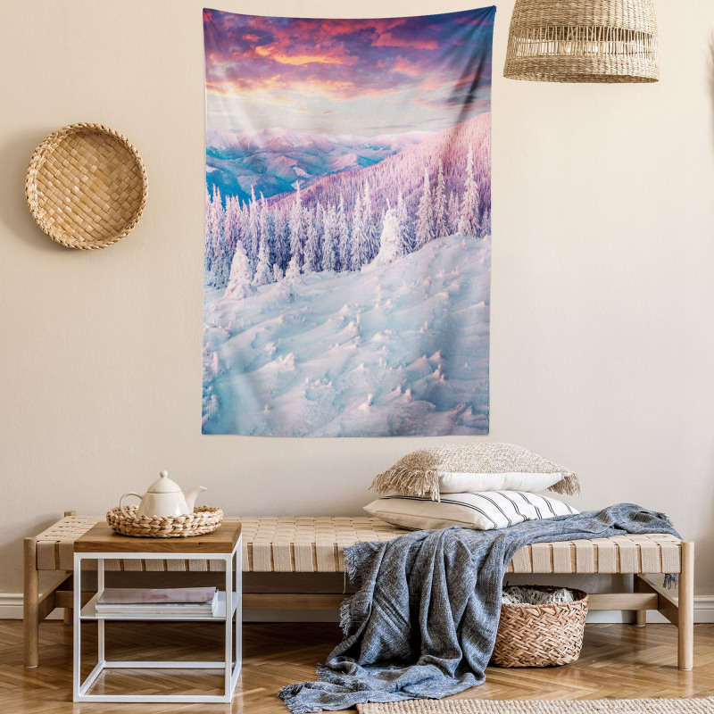 European Snowy Mountain Tapestry