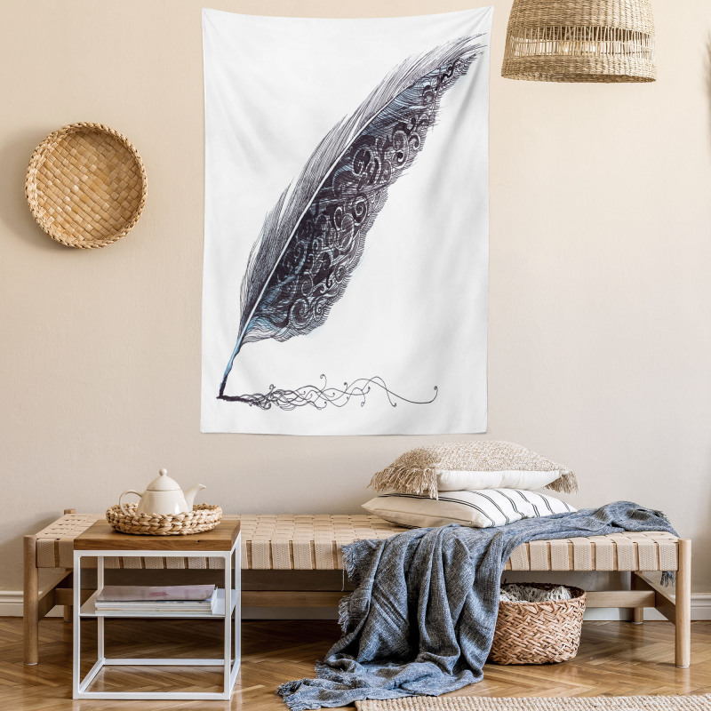 Antique Feather Pen Art Tapestry