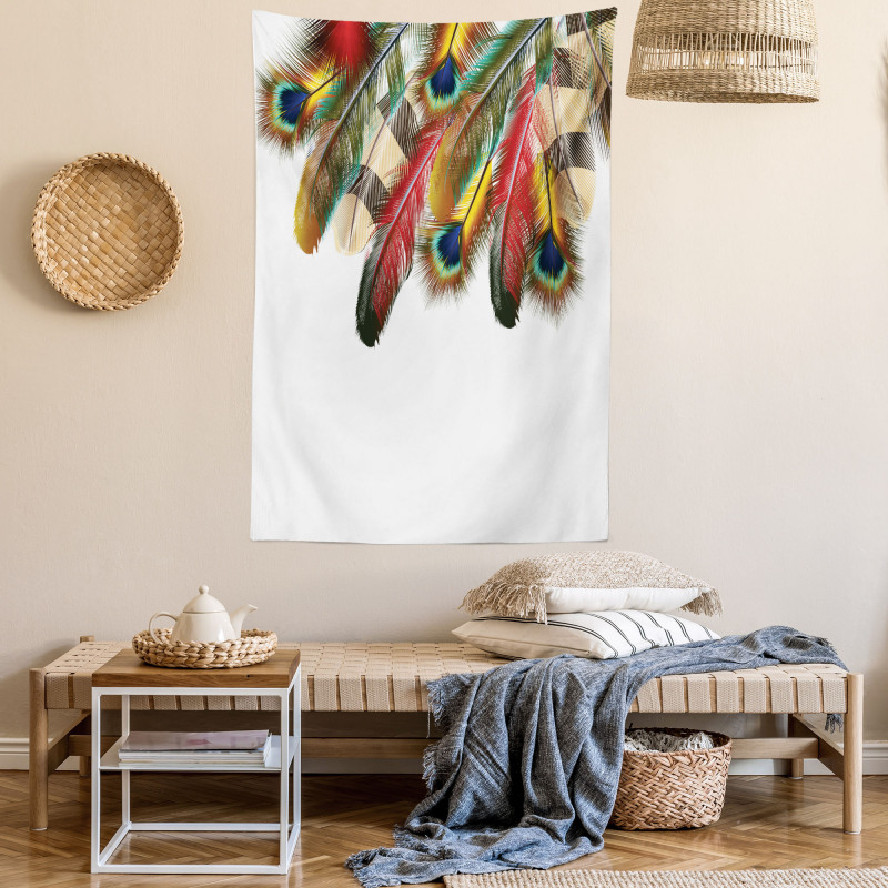 Vibrant Feathers Boho Tapestry