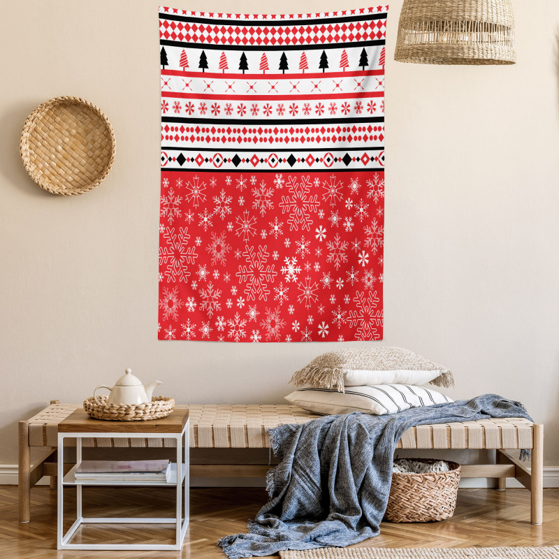 Geometric Snowflakes Tapestry