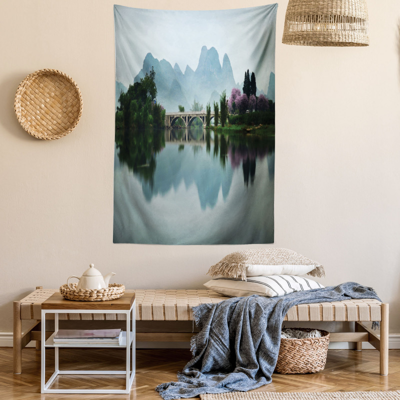 Japanese Lake View Tapestry