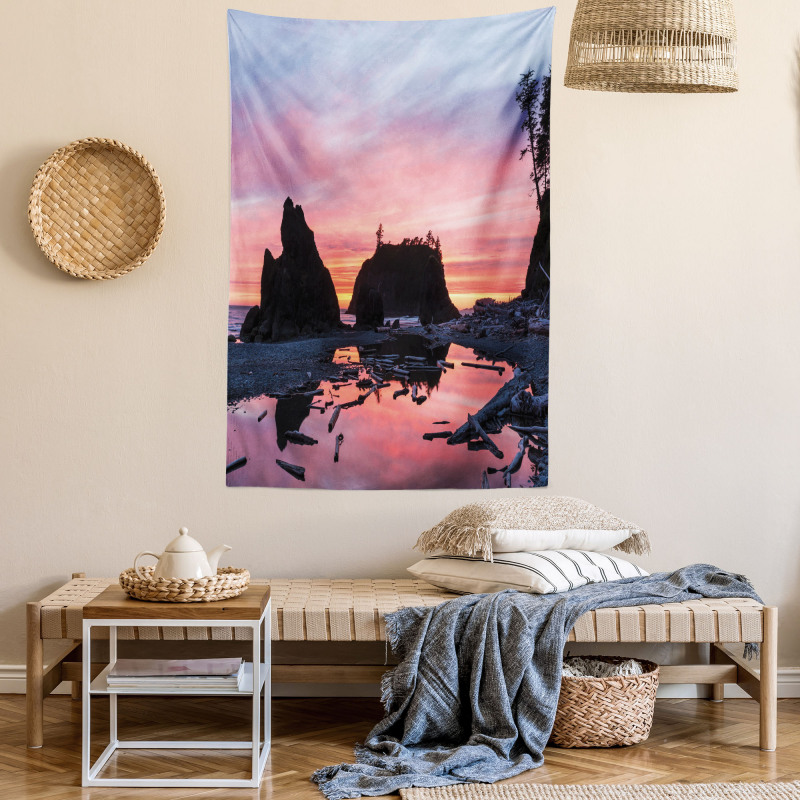 Mystic Beach Skyline Tapestry