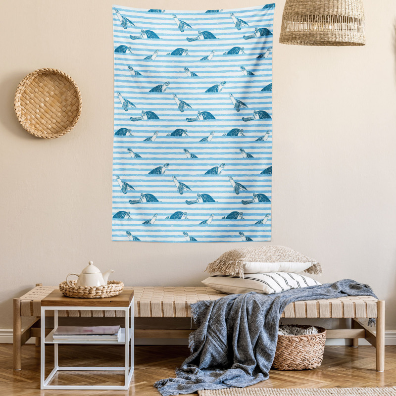 Turtle Blue Aquatic Tapestry