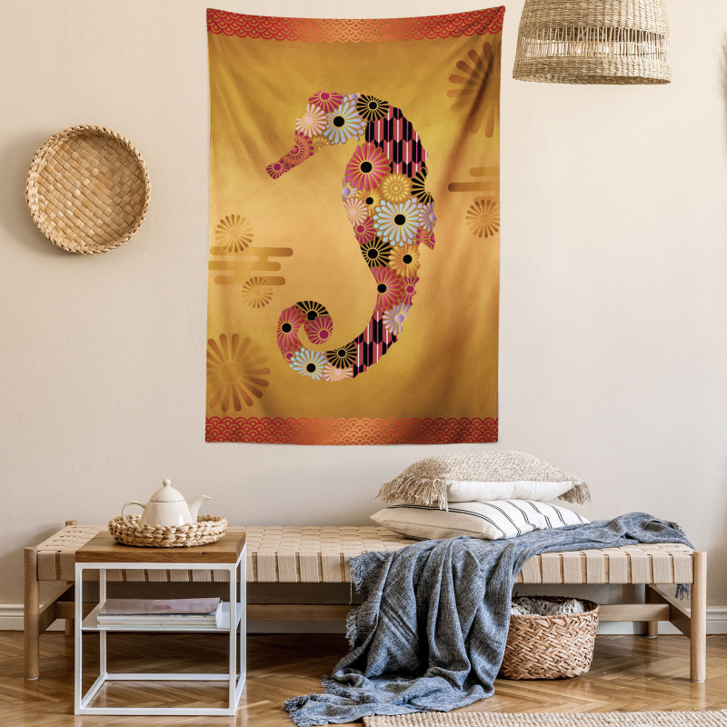 Seahorse Ornate Floral Tapestry