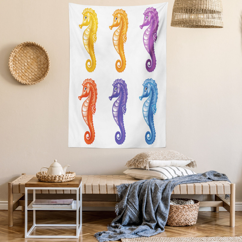 Happy Baby Seahorses Art Tapestry