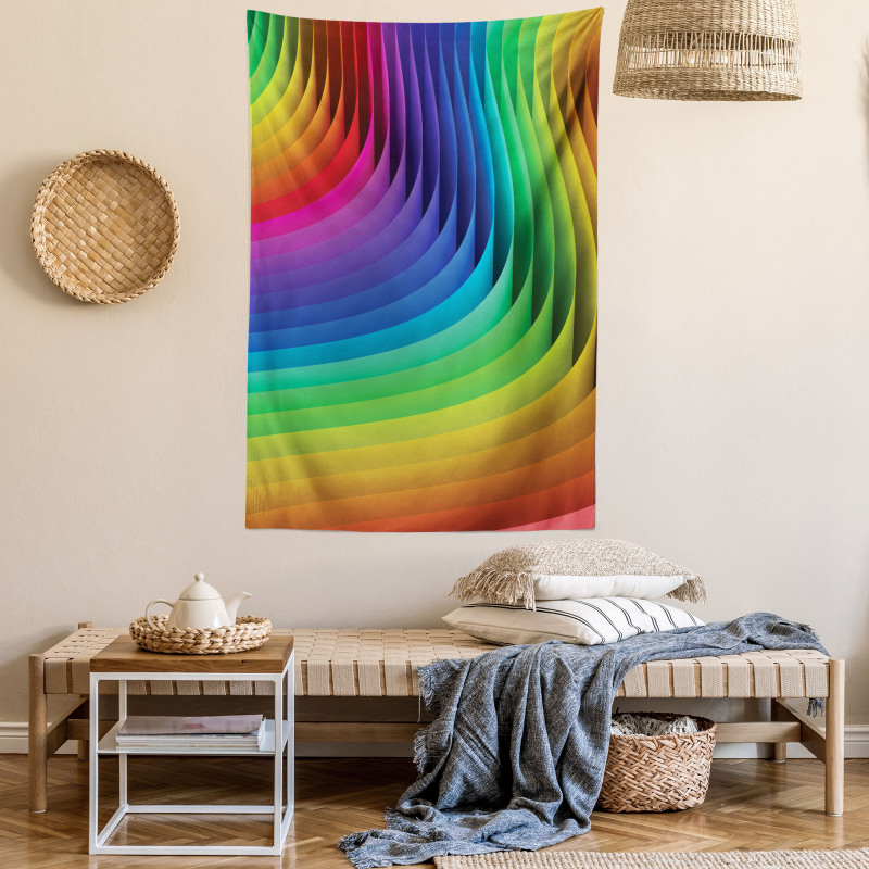 Color Wave Curls Art Tapestry
