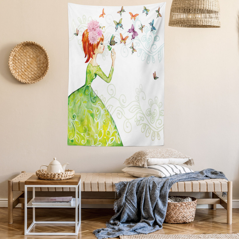 Cartoon Lady Pastel Tapestry