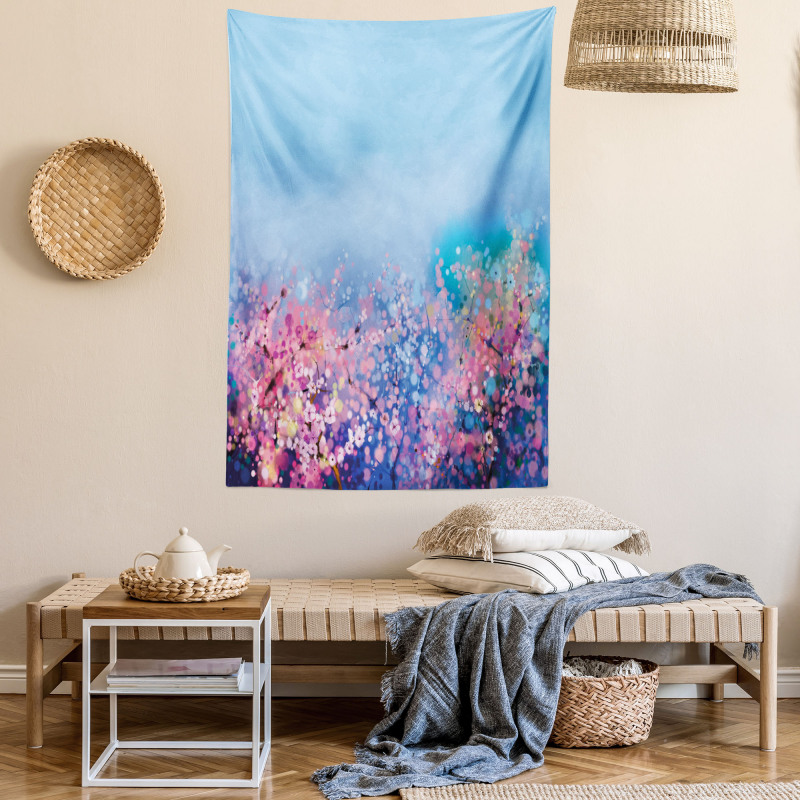 Retro Cherry Blossom Tapestry