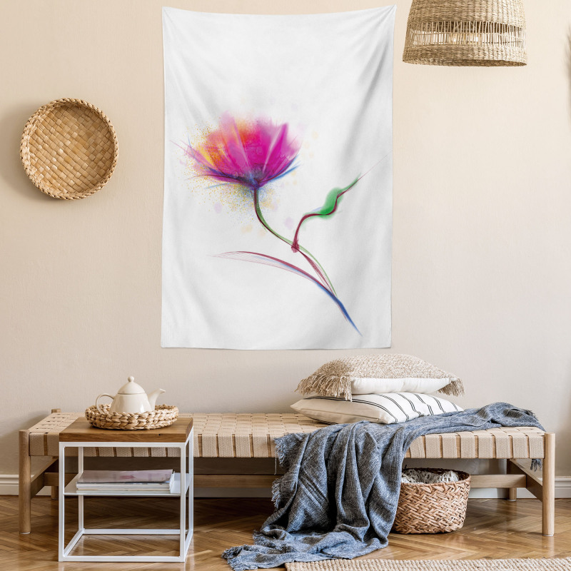 Watercolor Poppy Flower Tapestry