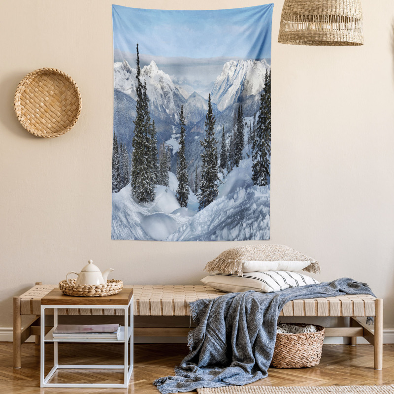 Woodland Snowy Mountain Tapestry