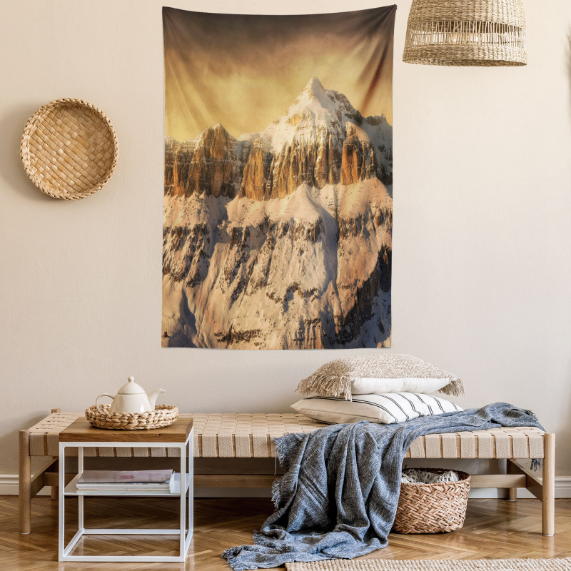 Overcast Sky Mountain Tapestry