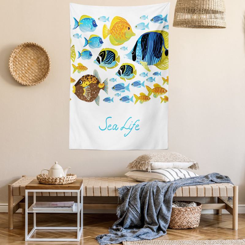 Cartoon Sea Life Theme Tapestry