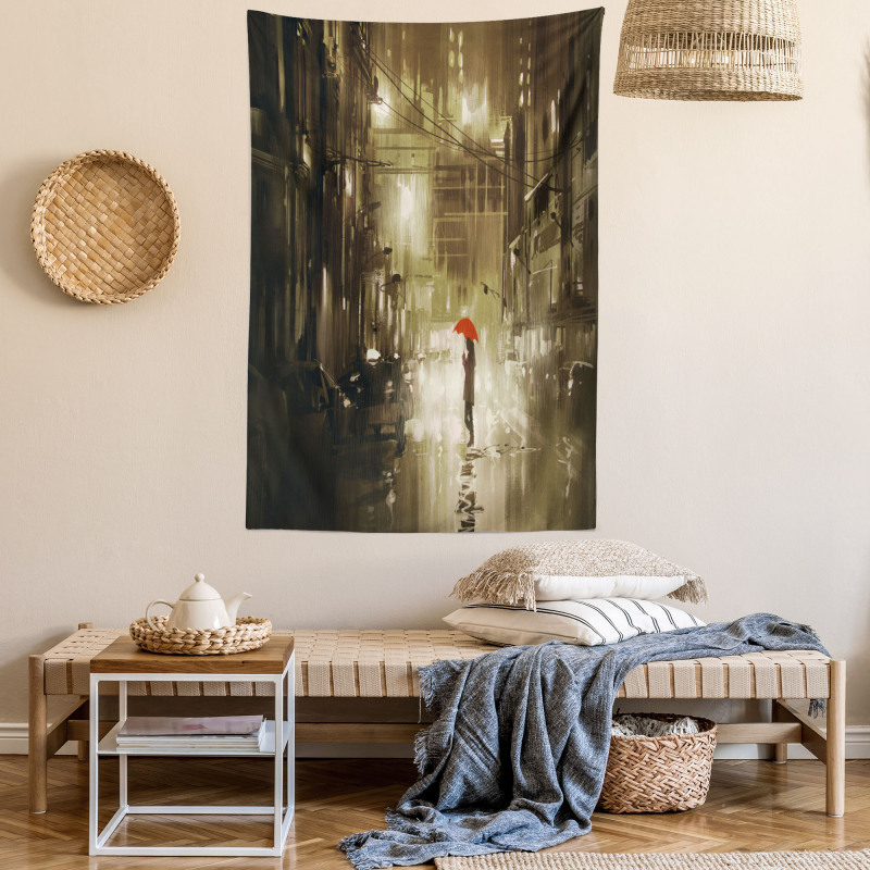 Romantic View Rainy Day Tapestry