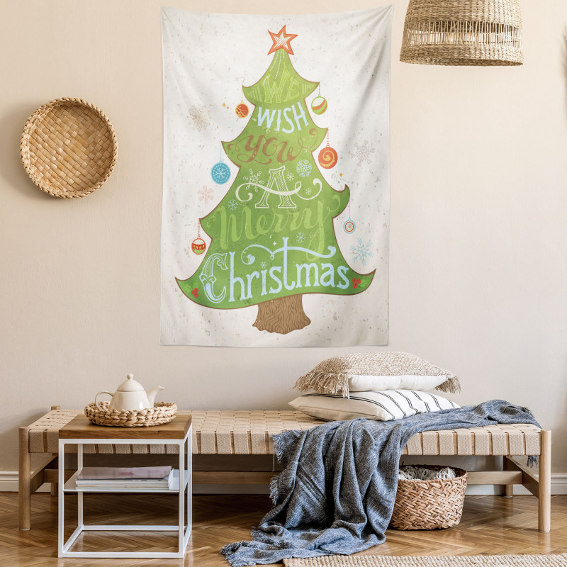 Merry Wish on Pine Tree Tapestry