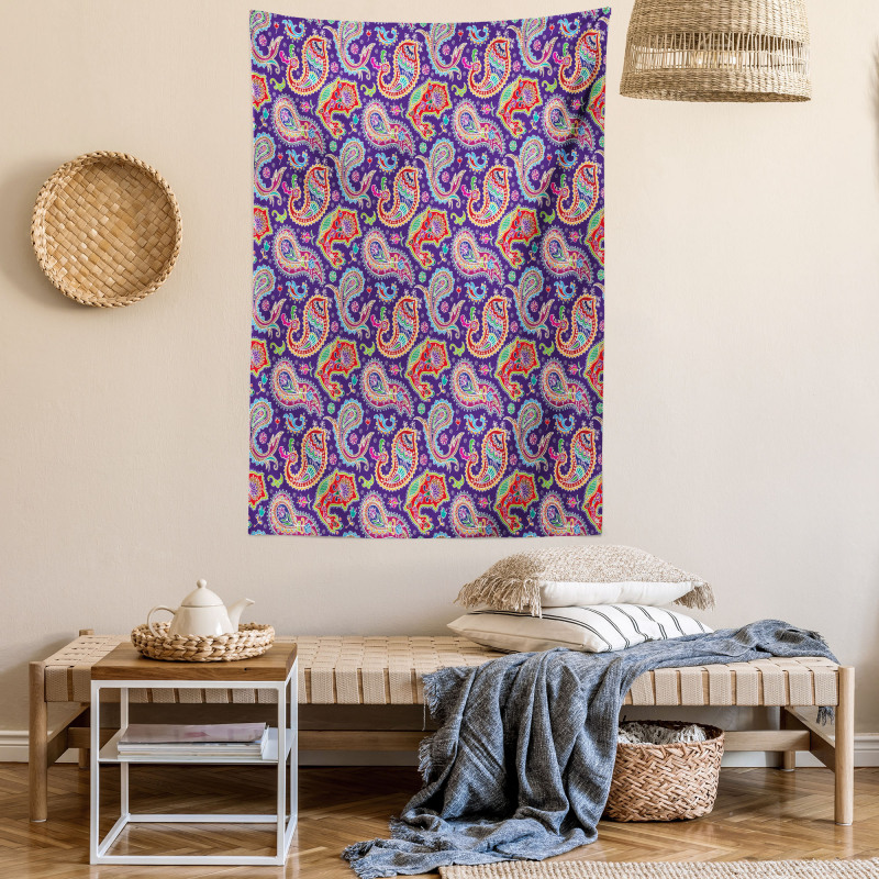 Retro Hippie Motives Tapestry