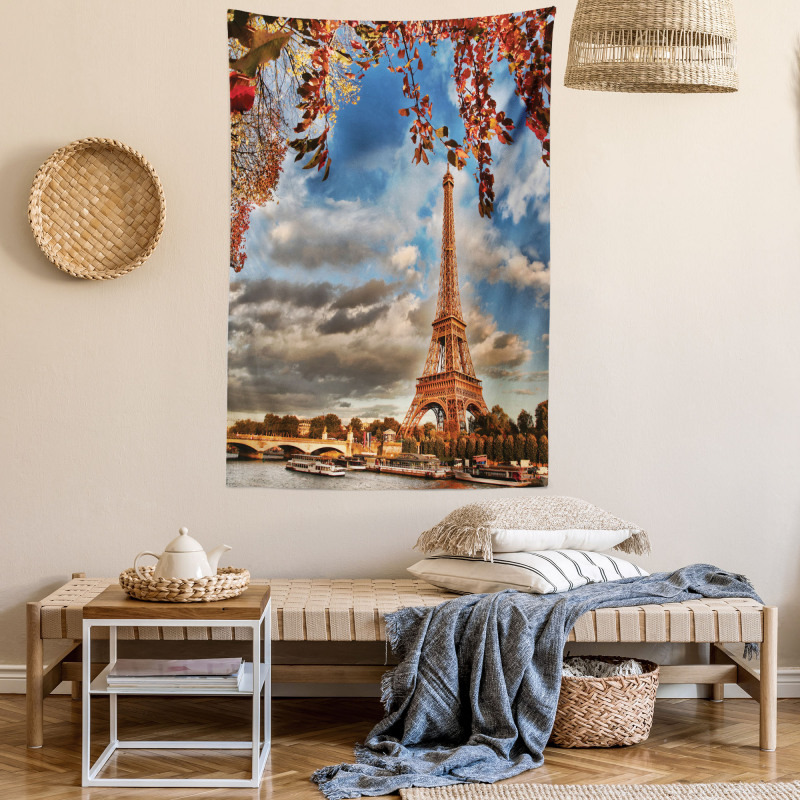 Beauty of Autumn Eiffel View Tapestry
