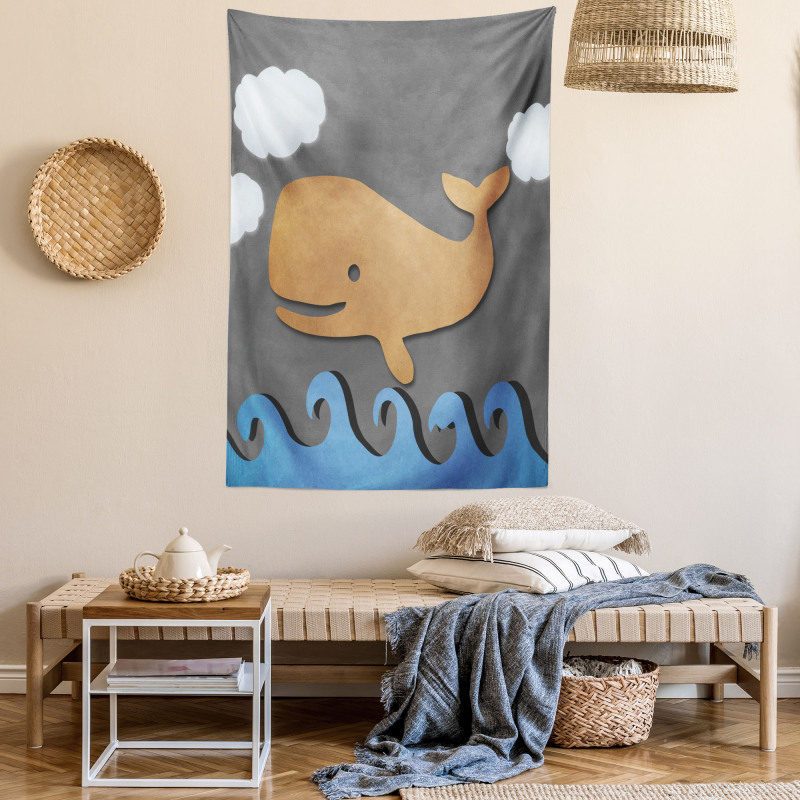 Wooden Paper Base Whale Tapestry