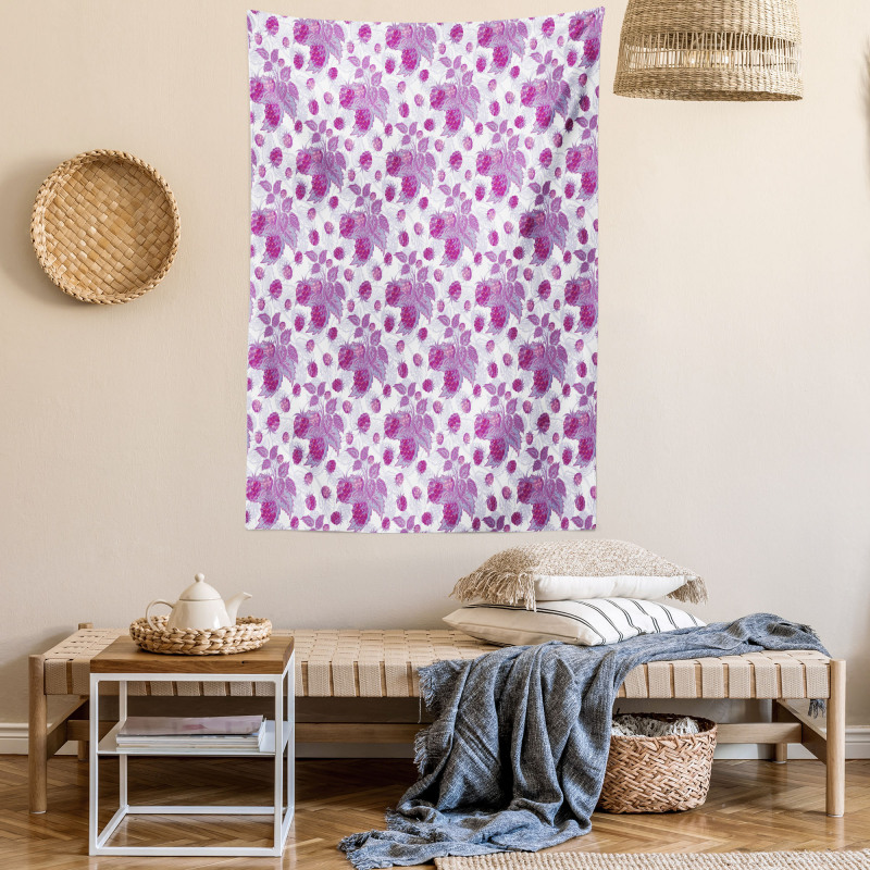 Vivid Rasberries Branch Tapestry