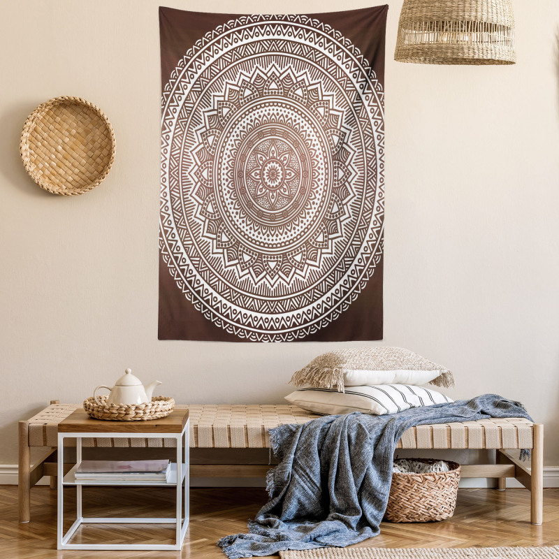 Detailed Round Flower Tapestry