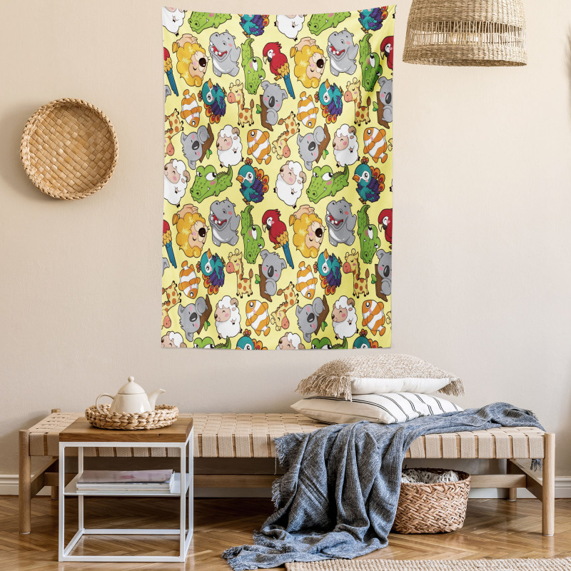 Hippo Giraffe Koala Tapestry