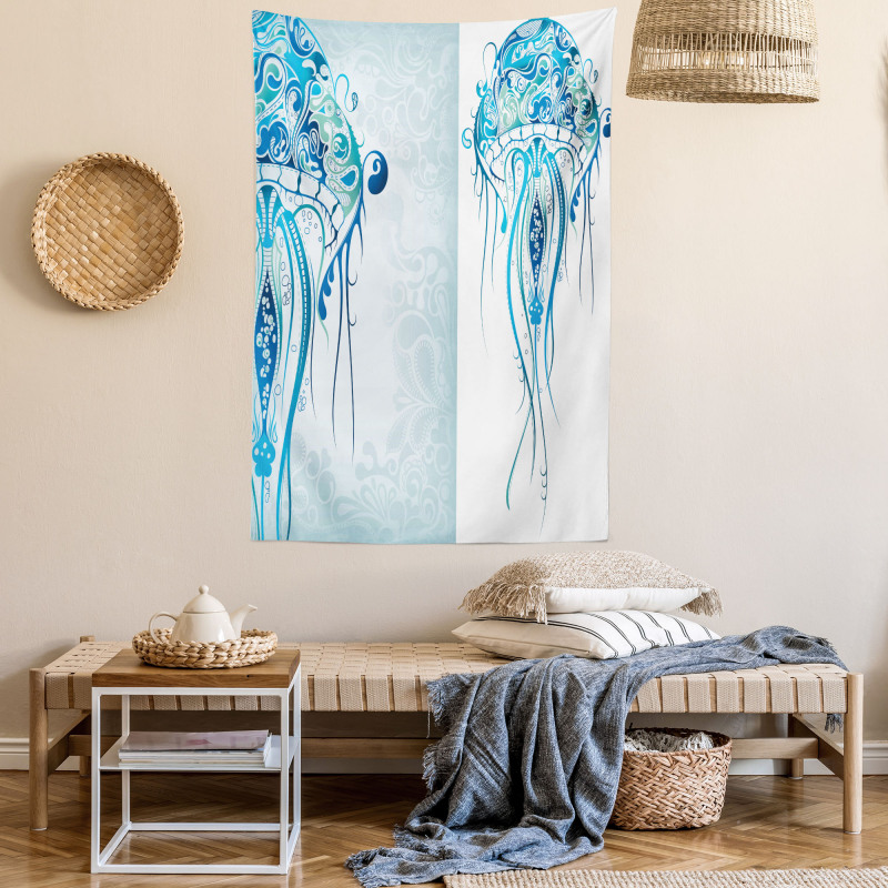 Ocean Jellyfish Paisley Tapestry