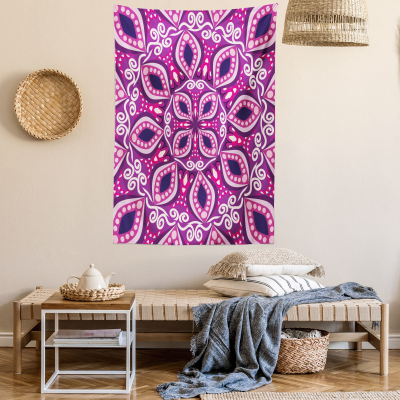 Lace Trippy Flowers Leaf Tapestry