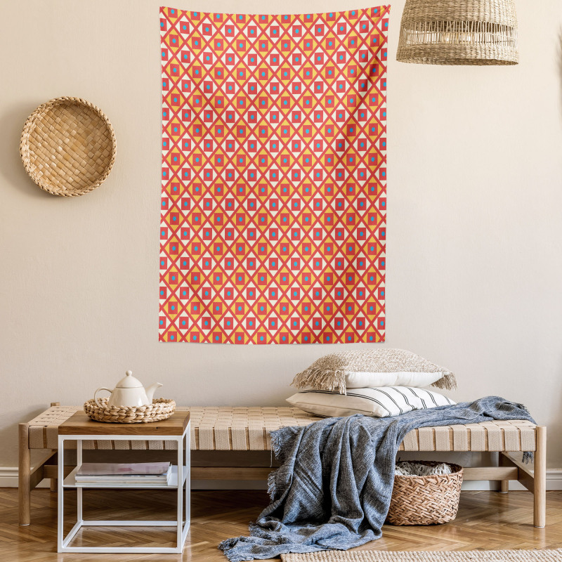 Dots Squares Checked Tapestry