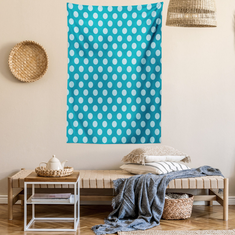 Polka Dots Soft Sea Colors Tapestry