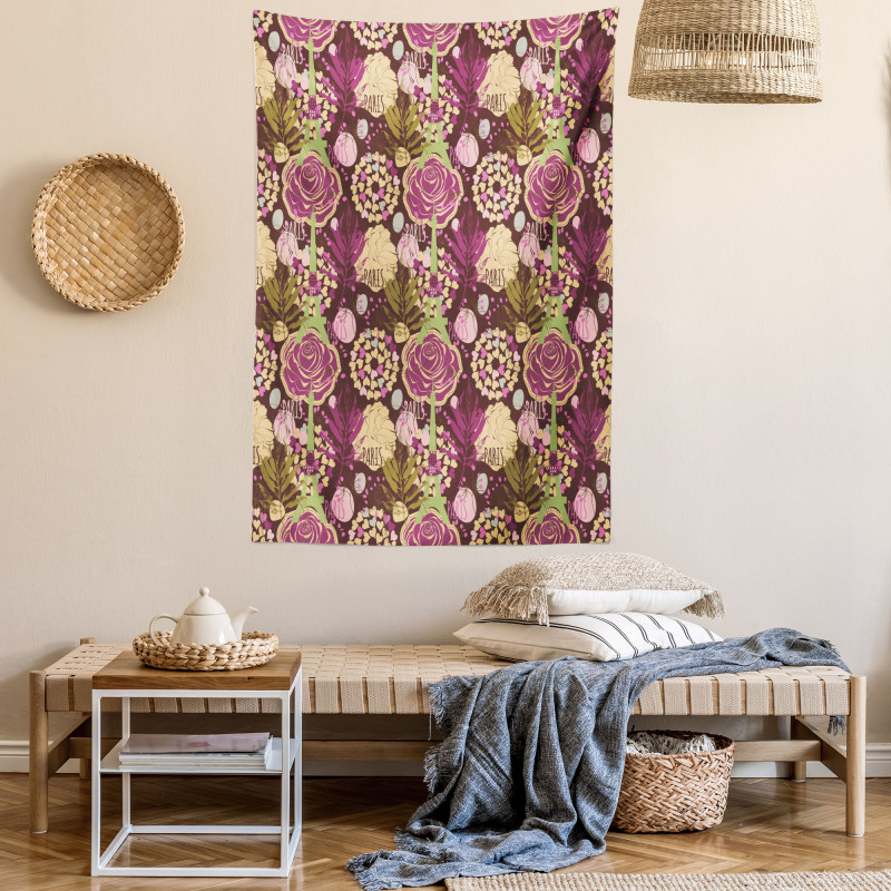Plum French Eiffel Tower Tapestry