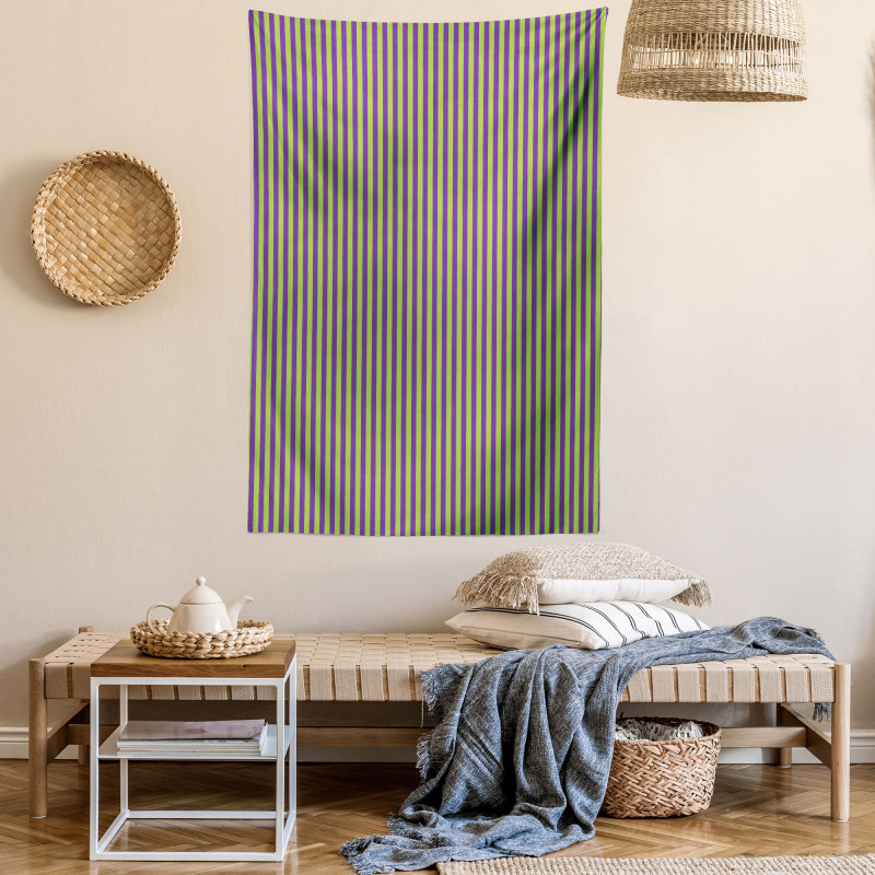 Blue Green Bold Stripes Tapestry