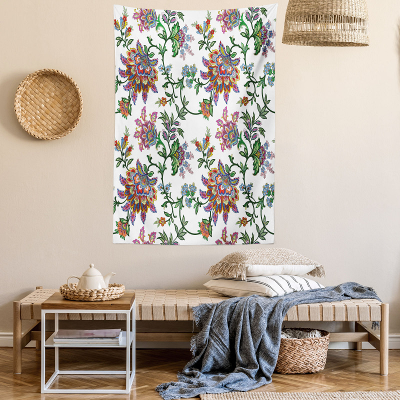 Vintage Floral Ornaments Tapestry