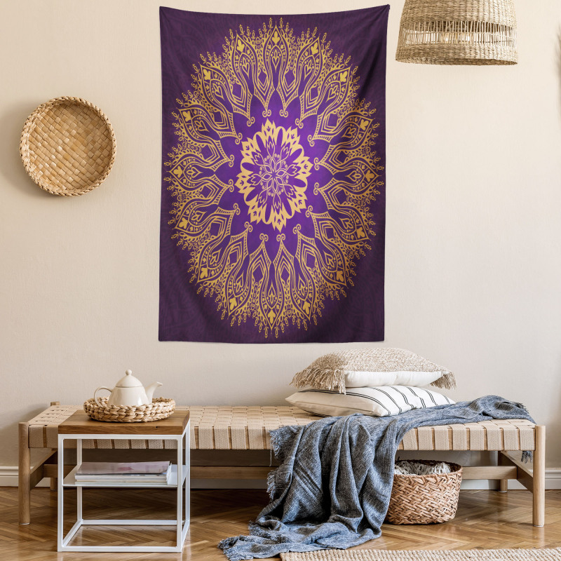 Round Folkloric Pattern Tapestry