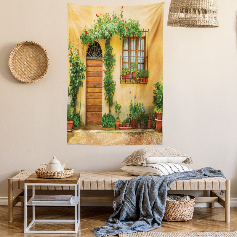 Plants and House Door Tapestry