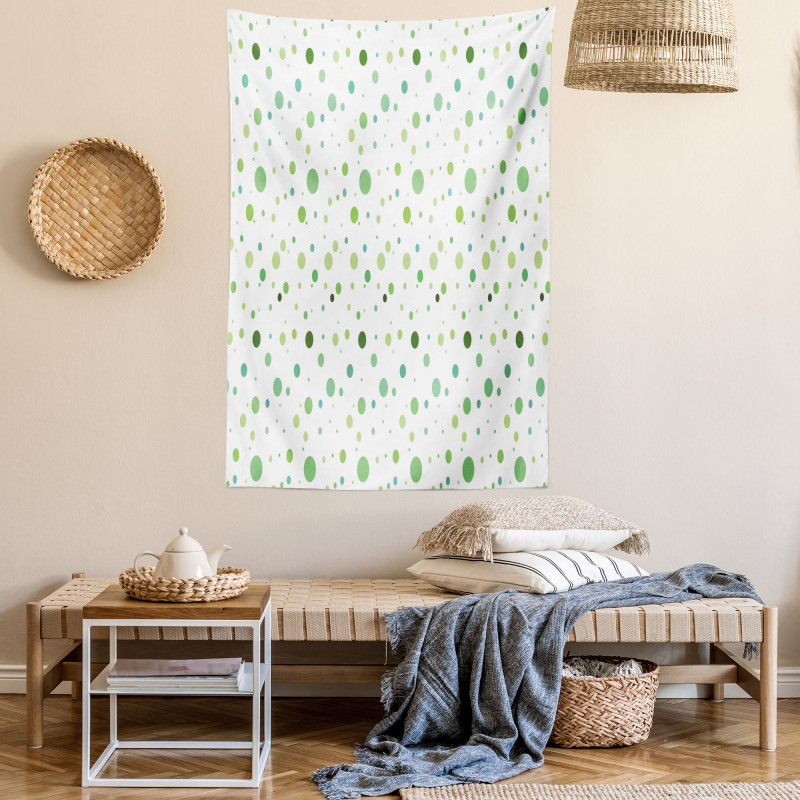 Green Toned Polka Dots Tapestry