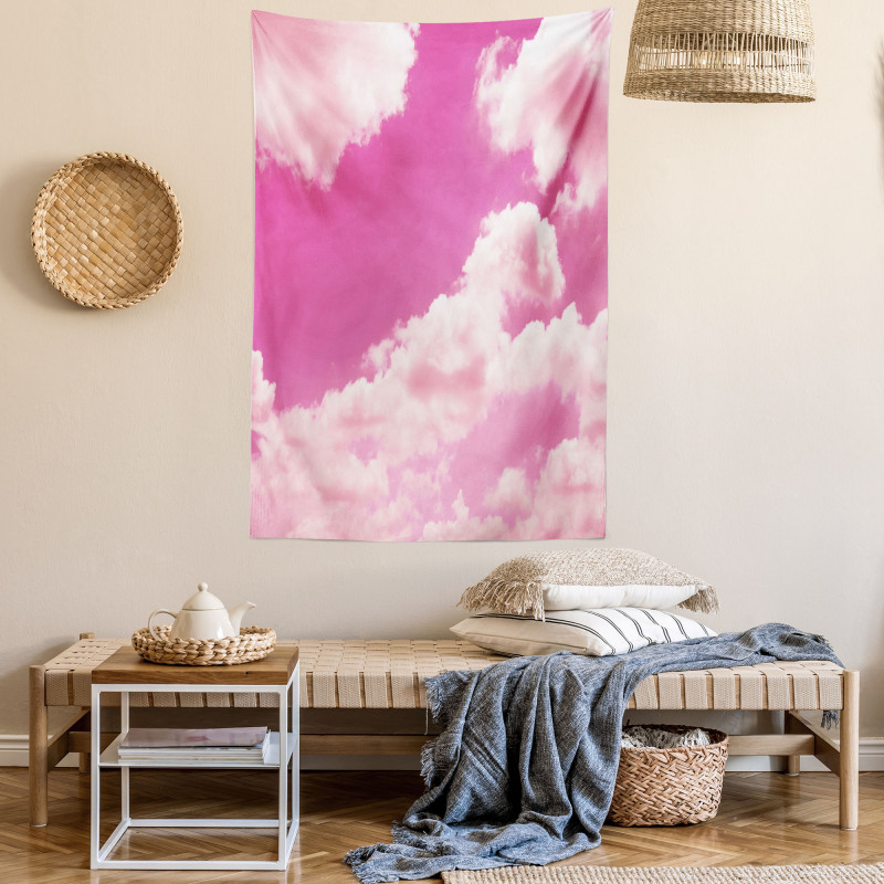 Pink Sunset Clouds Tapestry