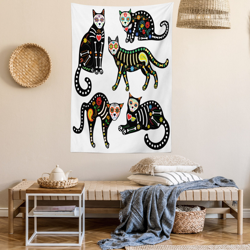 Ornate Black Cats Tapestry
