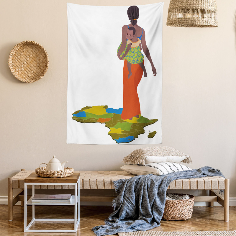 Mother Baby Map Tapestry