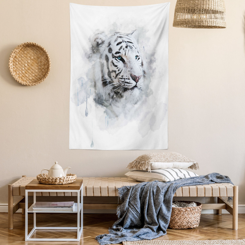 White Tiger Portrait Tapestry