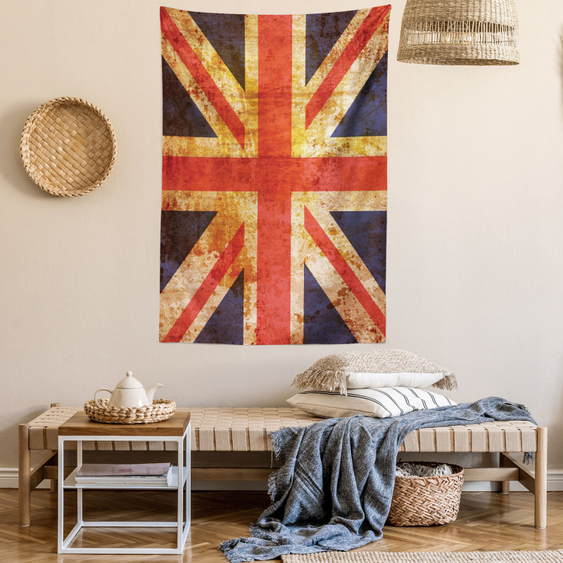 Union Jack Motif Grunge Tapestry